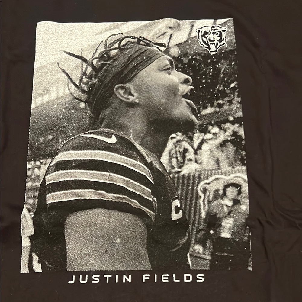 NFL Justin Fields Chicago Bears Black Graphic T-Shirt